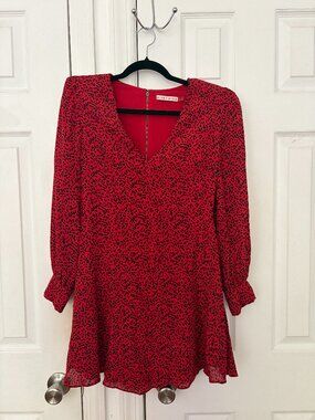 Alice + Olivia Red Leopard Print Mini Dress